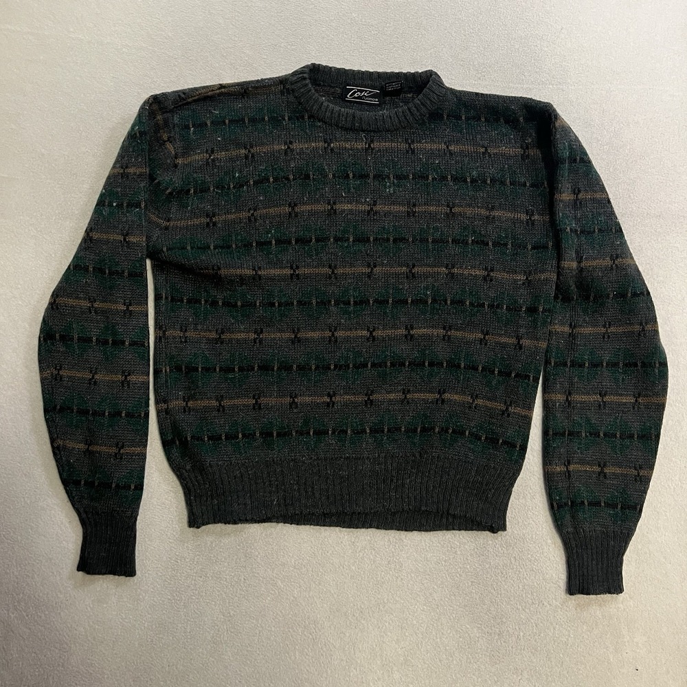 Vintage Cosi L'Uomo Wool Blend Geometric Knit Sweater Men's Large Acrylic Mohair